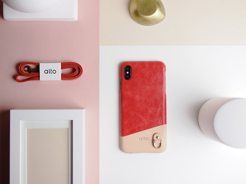 Alto iPhone Xs Max 6.5吋 真皮手機殼 Anello–珊瑚紅 // 無雷雕 - 手機殼/手機套 - 真皮 紅色