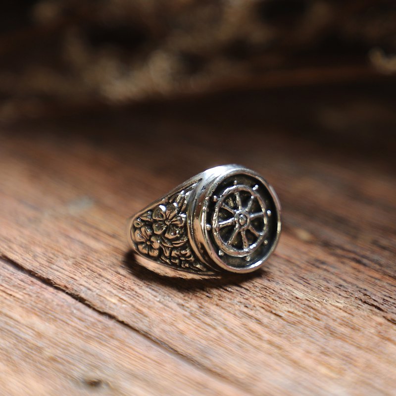 Ship's wheel Pirate Ring women made sterling silver 925 vintage captain biker - General Rings - Other Metals Silver