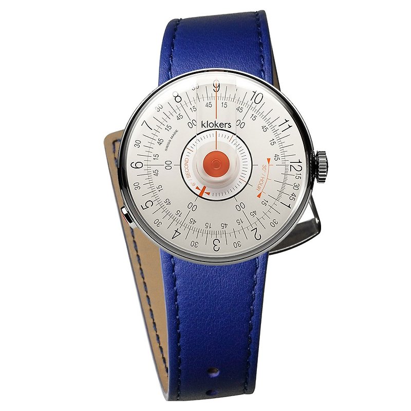 KLOK-08-D2 橘軸+單圈皮革錶帶 (22mm)