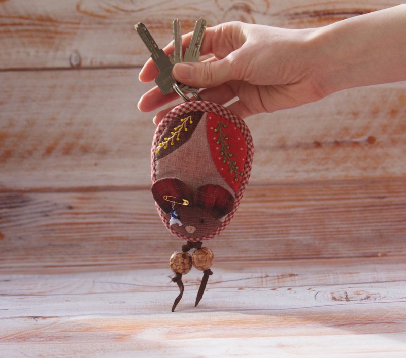 Quilted Key Holder Mouse - 鑰匙圈/鑰匙包 - 環保材質 