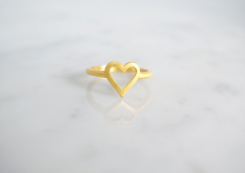 【Gold Vermeil】 Open Heart Matt Gold Ring - แหวนทั่วไป - โลหะ สีทอง