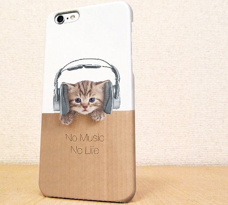 iPhone5 case iPhone5s case iPhone6 case iPhone6s case iPhone6 Plus case iPhone6s Plus case GALAXY case Cats No Music No Life - เคส/ซองมือถือ - พลาสติก ขาว
