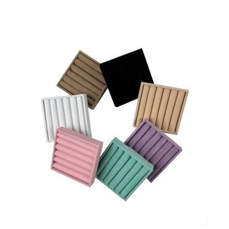 スタンド付き 小トレイ 100x100mm リング用 3color - 居家收納/收納盒/儲物盒 - 棉．麻 粉紅色