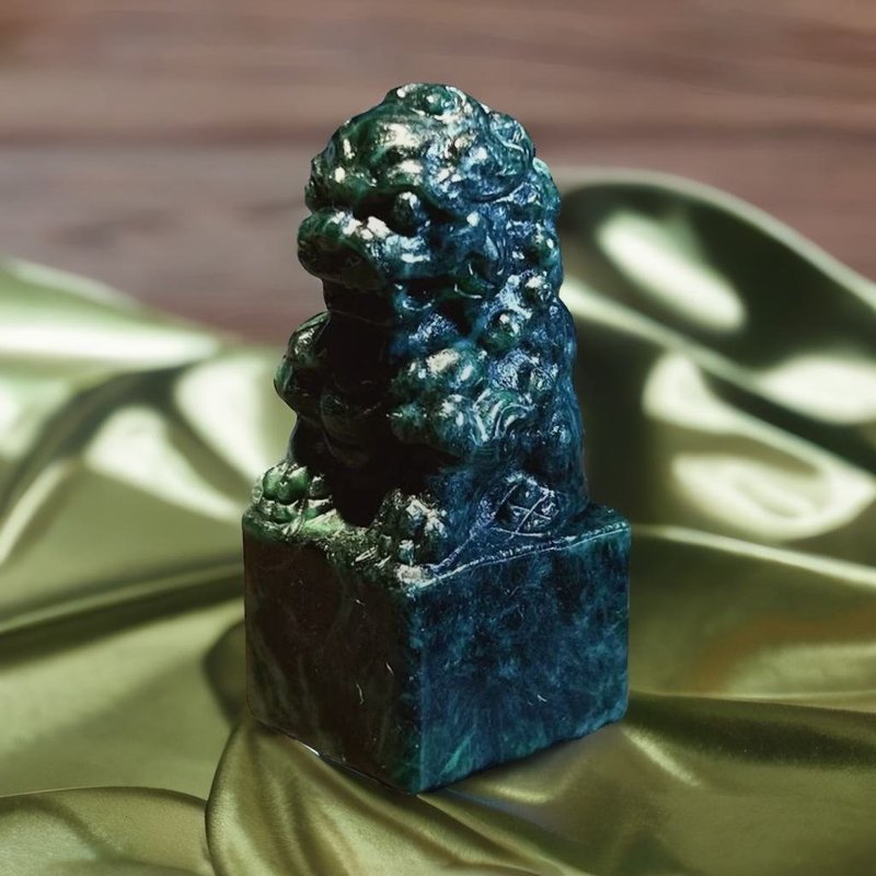 老花青翡翠獅子印章| 天然緬甸玉A貨翡翠 | 送禮 - 印章/印台 - 玉石 綠色