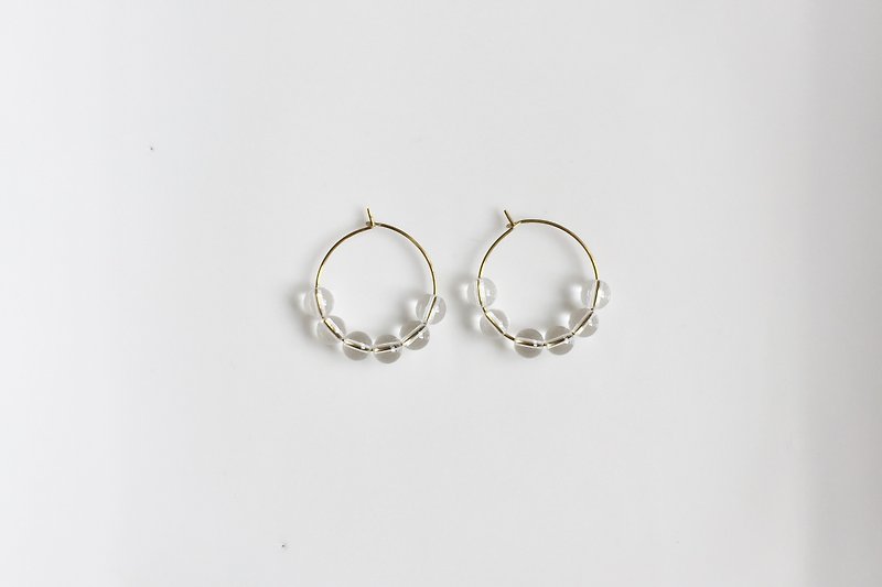 Crystal Crystal Brass Earrings - ต่างหู - โลหะ สีใส