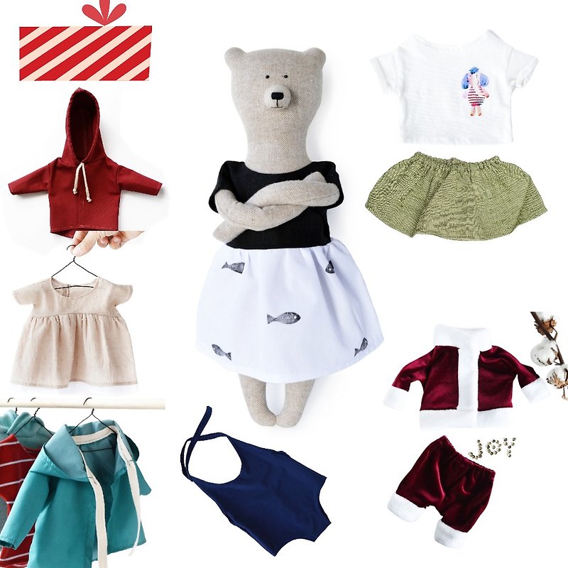 棉．麻 公仔模型 紅色 - PK bears|露易莎熊40cm 豪華禮物組(附6件衣服)