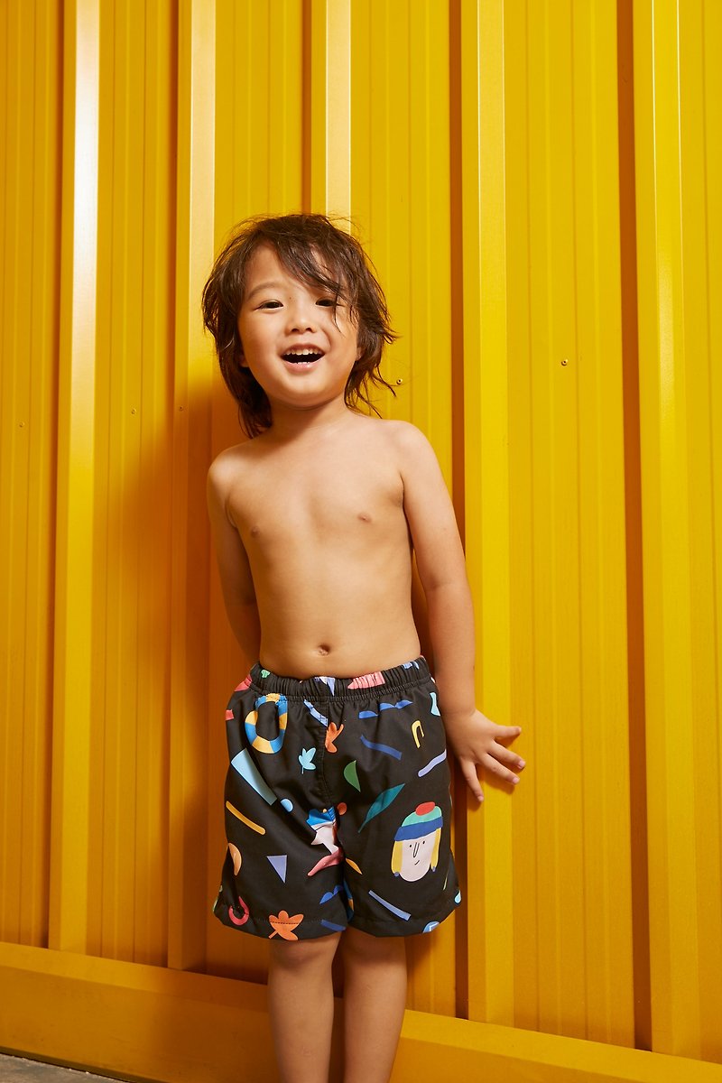 Beach Babe & Beach Boy : Baby & Adult Swim Trunks : NY Black Summer Printing - Swimsuits & Swimming Accessories - Other Materials Black