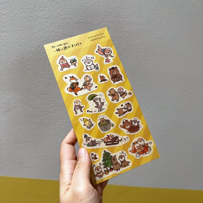 Shine original cute otters and small animals Japanese paper stickers - สติกเกอร์ - กระดาษ 