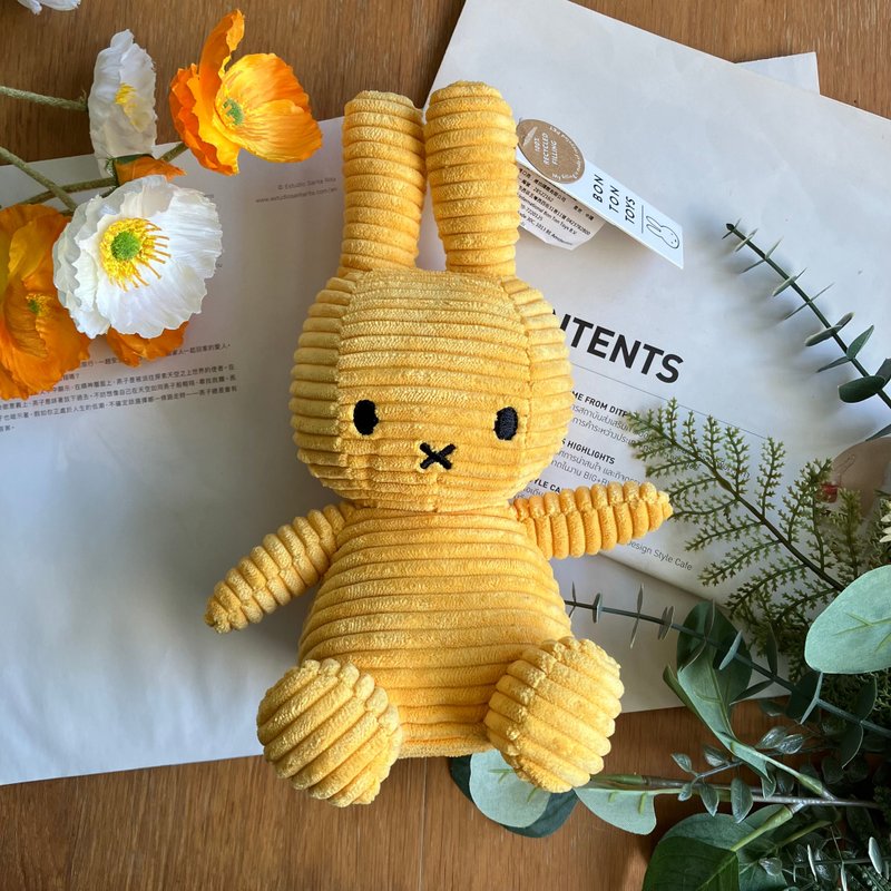 聚酯纖維 玩偶/公仔 黃色 - 2023 文博會 | BON TON TOYS Miffy米菲兔燈芯絨填充玩偶-黃