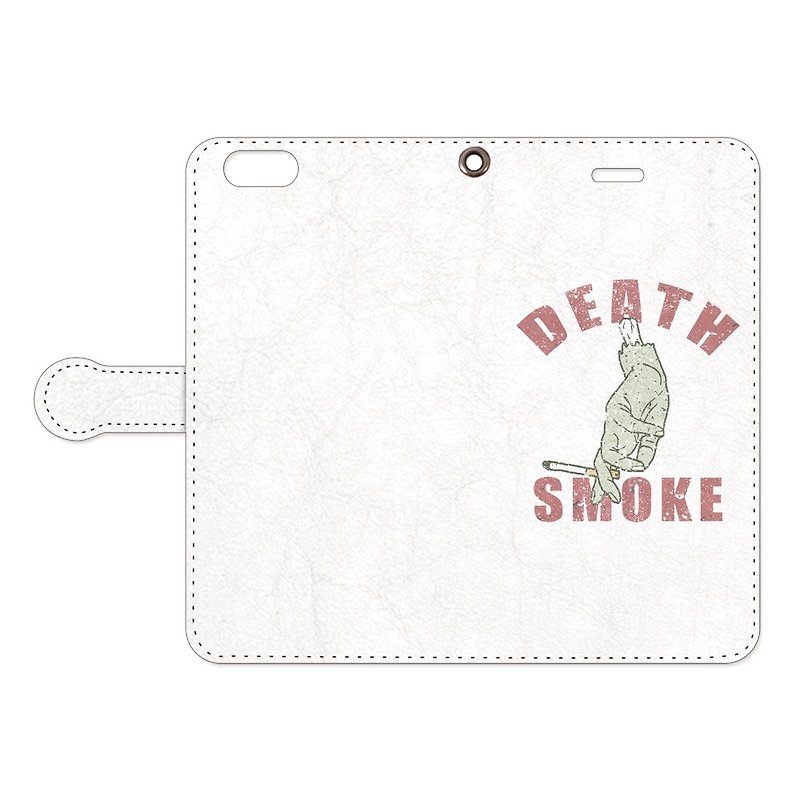 手帳型iPhoneケース /  Death Smoke - スマホケース - 革 ホワイト