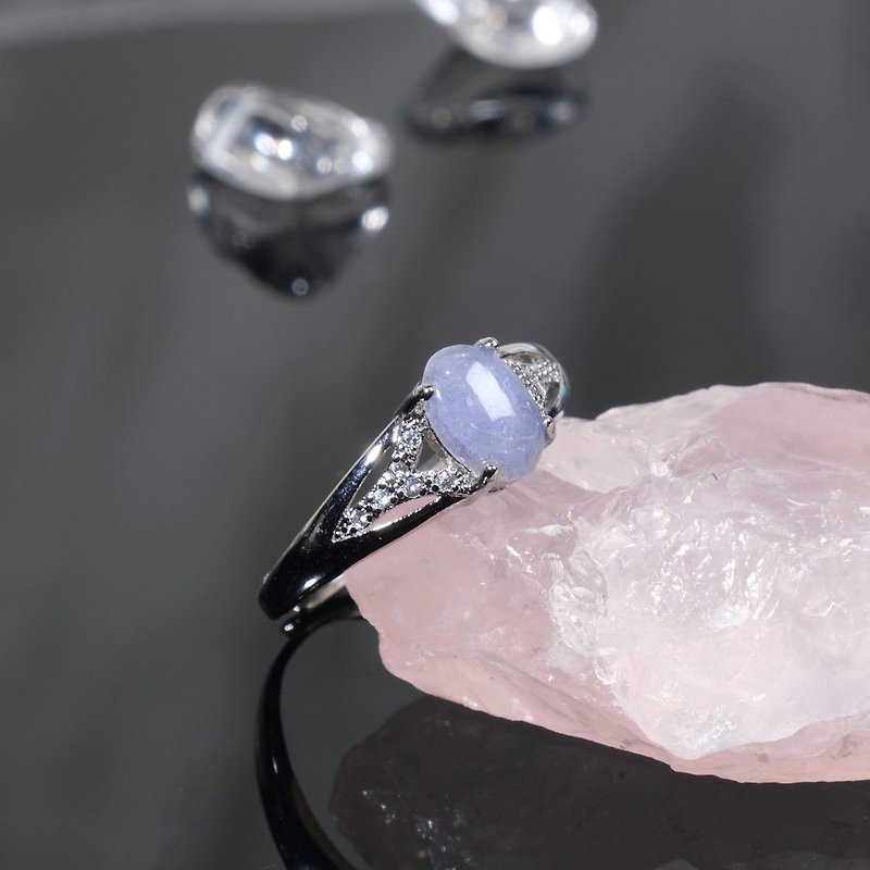 蛋面坦桑石水晶戒指 天然療癒晶石 能量礦石 活口戒指 創意 靈感 - 戒指 - 水晶 紫色