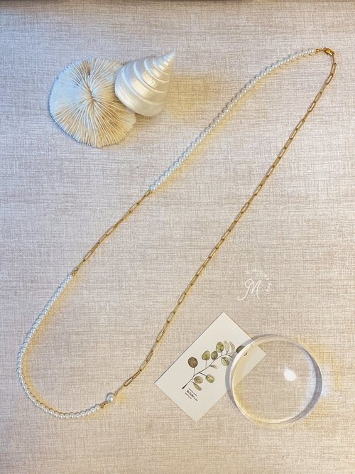 G.M. Urea Pearl Darling 珍珠寬鏈不規則長項鍊毛衣鏈