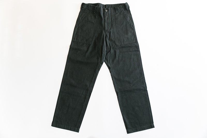 OG107 US army pants wide straight limited edition black - กางเกงขายาว - ผ้าฝ้าย/ผ้าลินิน สีดำ