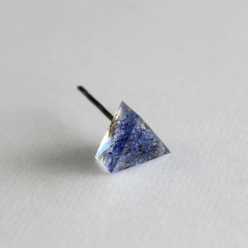 Blue Resin Earrings / 537 / Triangle / Sky Over Sky Sky is Tumbling - Single - Earrings & Clip-ons - Plastic Blue