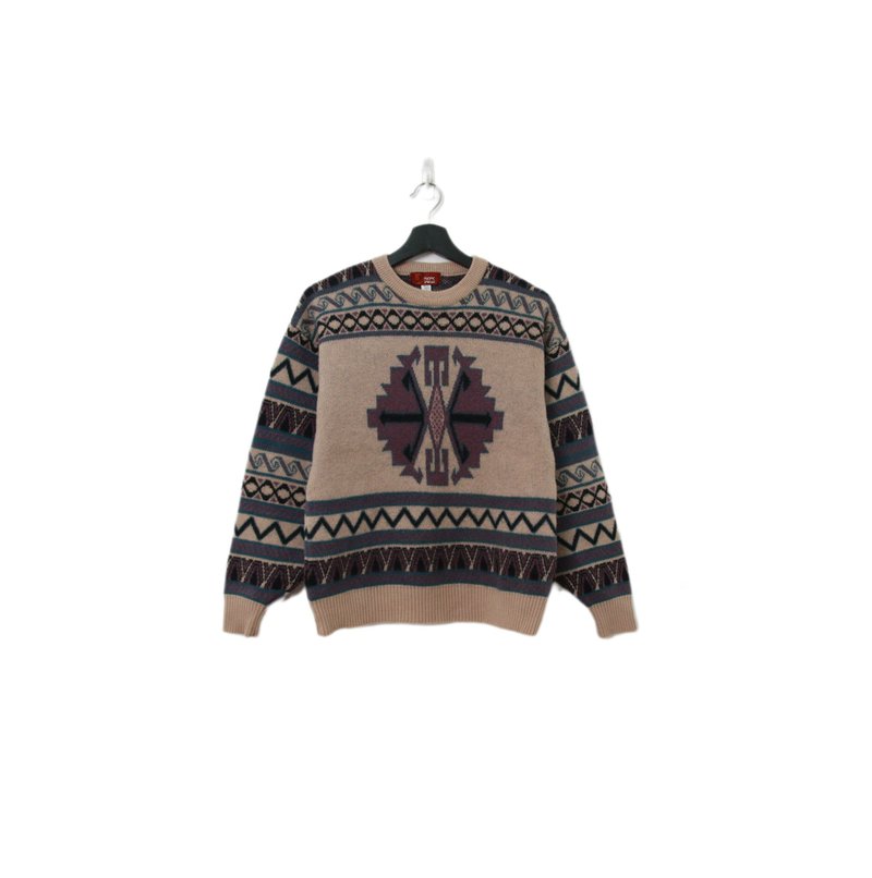 Back to Green-復古毛衣 羊毛 沈穩圖騰  ws-05 vintage sweater - 女毛衣/針織衫 - 羊毛 