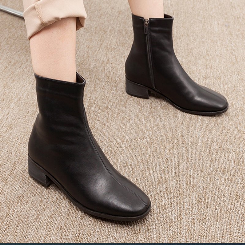SPUR Basic Slim Ankle QA7026 Black - 女短靴/中筒靴 - 人造皮革 