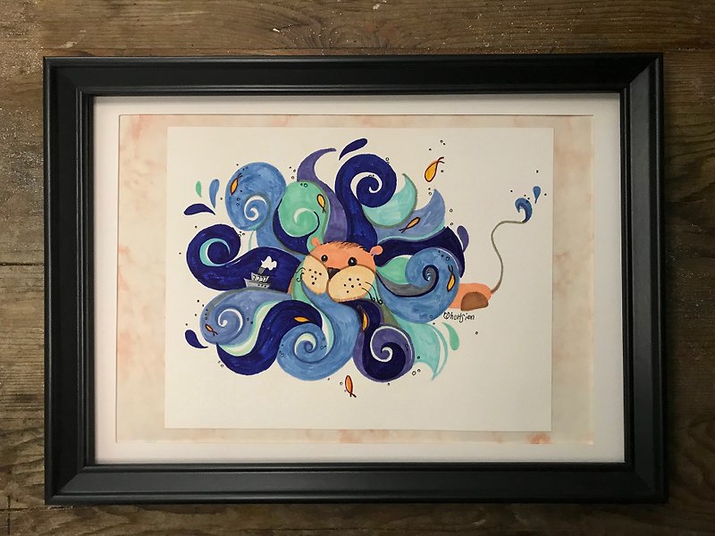 sea lion - โปสเตอร์ - กระดาษ สีน้ำเงิน