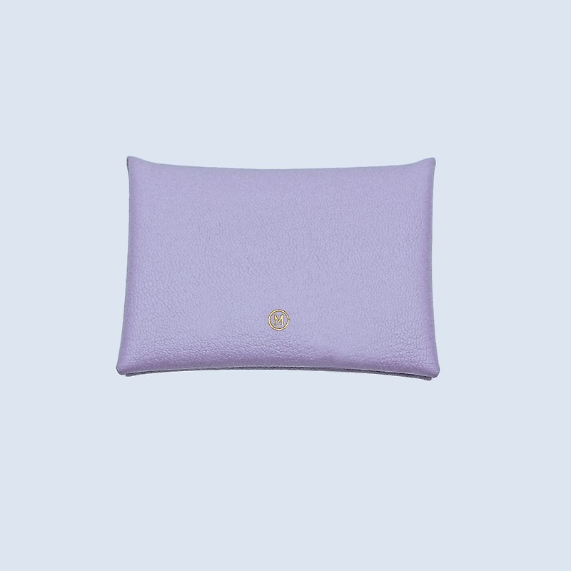 Customized genuine leather macaron dream pink purple card holder/wallet/card holder/card case - กระเป๋าสตางค์ - หนังแท้ สีม่วง