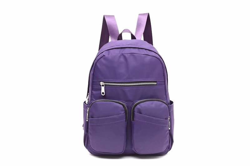 尼龍 後背包/書包 紫色 - 經典後背包 雙肩包  休閒筆電包 大容量 紫色 母親節禮物