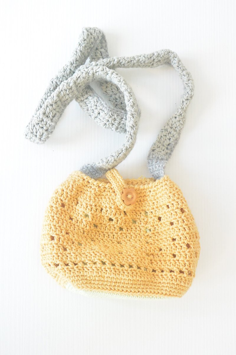 手感編織散步包 - 側背包/斜孭袋 - 棉．麻 黃色