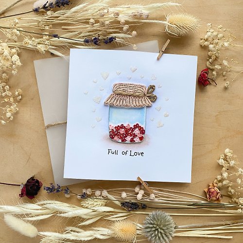 Quill Cards Greeting Card - Love Card - Full of Love - Jar of Hearts