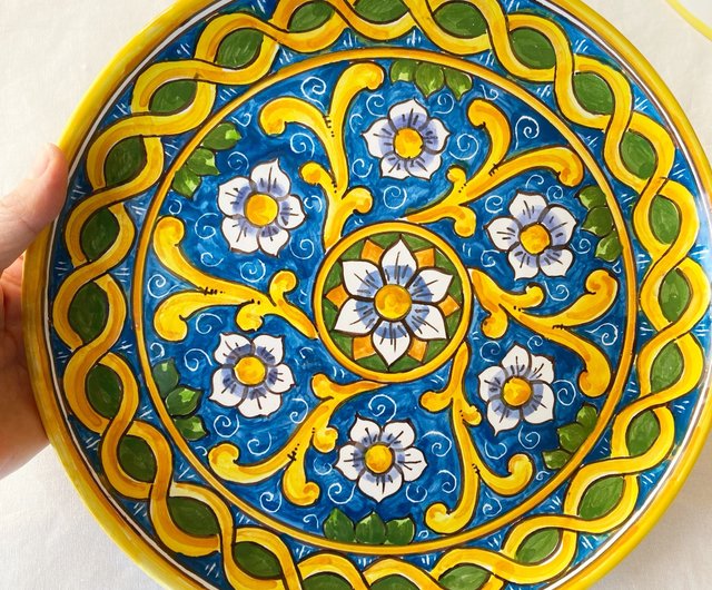 イタリア製絵皿　約24.5cm 2枚組 絵皿 26cm マヨリカ焼き イタリア陶器 シチリア - ショップ