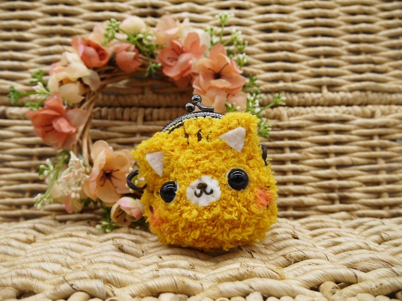 Knitting animal mini purse mouth gold package - orange cat - Coin Purses - Polyester 