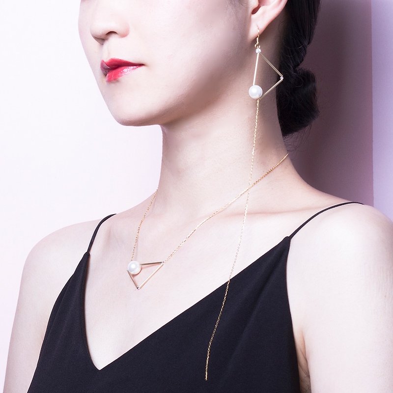YUNSUO-original design-Ultra long tassel pearl earrings sterling silver ear clip - Earrings & Clip-ons - Other Metals Gold