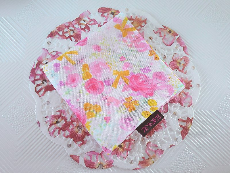 氣質玫瑰●日本二重紗雙面手帕 小方巾