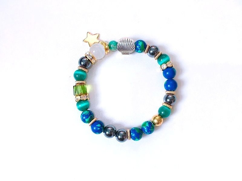 Birthstone series Birthstone earth blue stone bracelet in May - Bracelets - Stone Blue