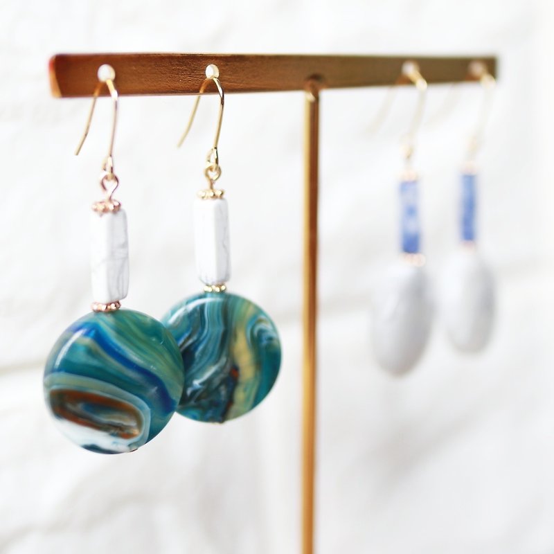 Natural Stone Series-Geometric Earrings/ Clip-On - Earrings & Clip-ons - Other Materials Multicolor