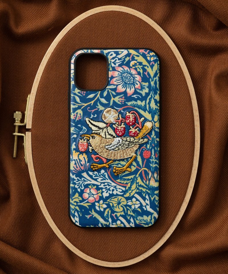 立体刺繍スマホケース iPhone11 PUレザー ウィリアムモリス 猫 動物　01:NAG1348 - 手機殼/手機套 - 塑膠 多色