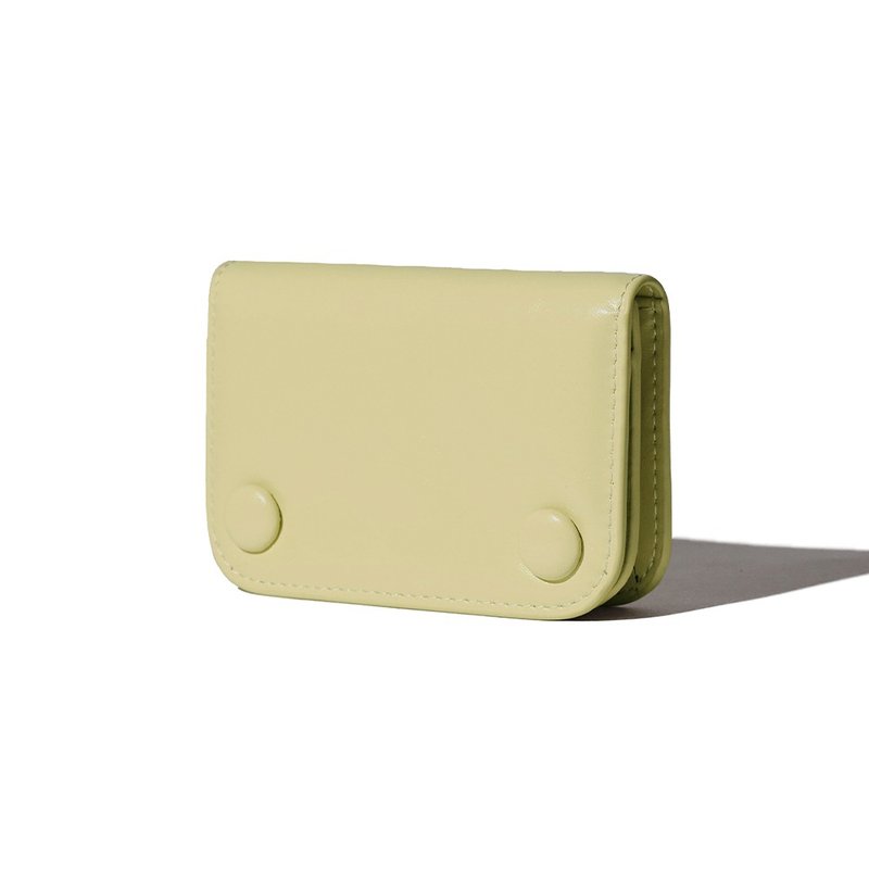 DOT Compact Card Wallets pale lemon - 錢包/皮夾/長短夾 - 真皮 黃色