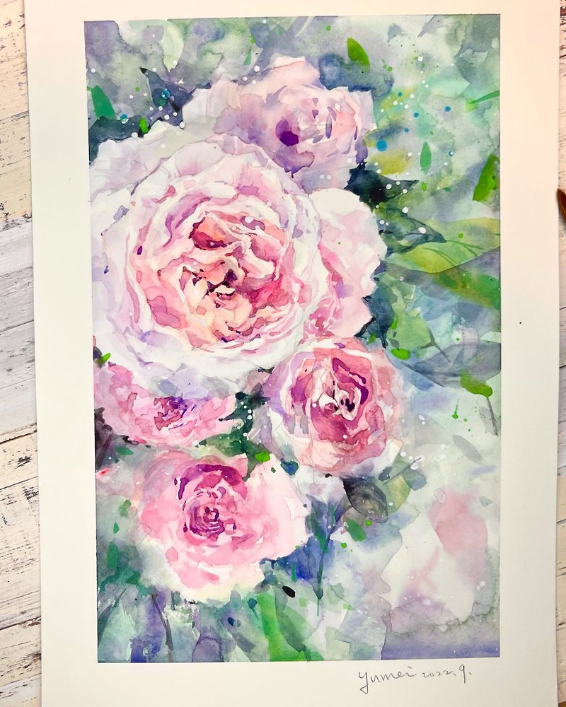 Hand-painted watercolor roses Transparent watercolor is very suitable for expressing the elegant temperament of roses - Illustration, Painting & Calligraphy - Paper 
