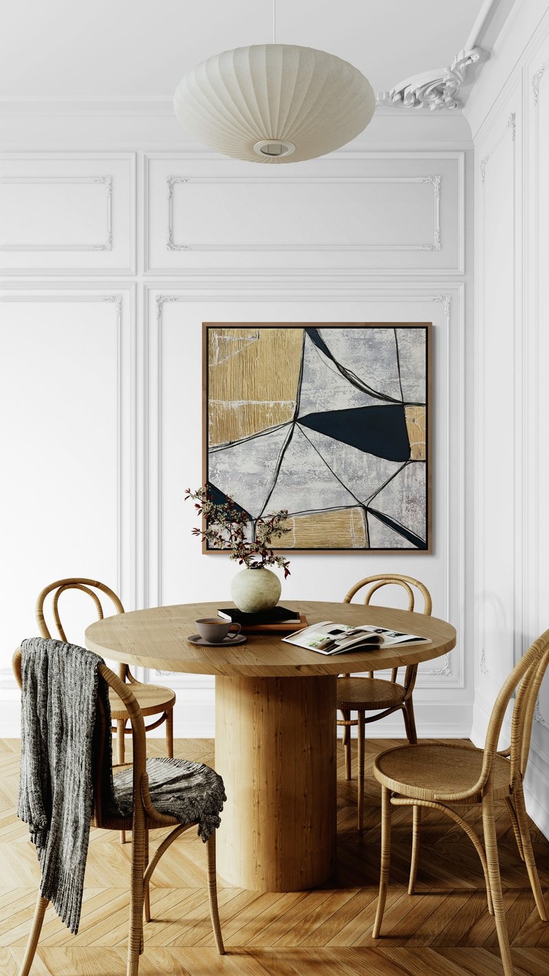 Geometric Large Canvas art, Gold Leaf Painting, Large Wall Art, Textured Art - 壁貼/牆壁裝飾 - 棉．麻 橘色