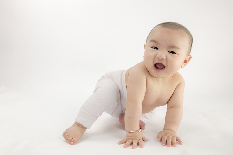 嬰兒灰紫色可開合高腰彈性寶寶褲