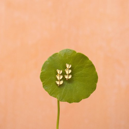 Little OH! 手工飾品 羽狀枝葉 植物系列 耳環 耳夾 浪漫 生日禮物