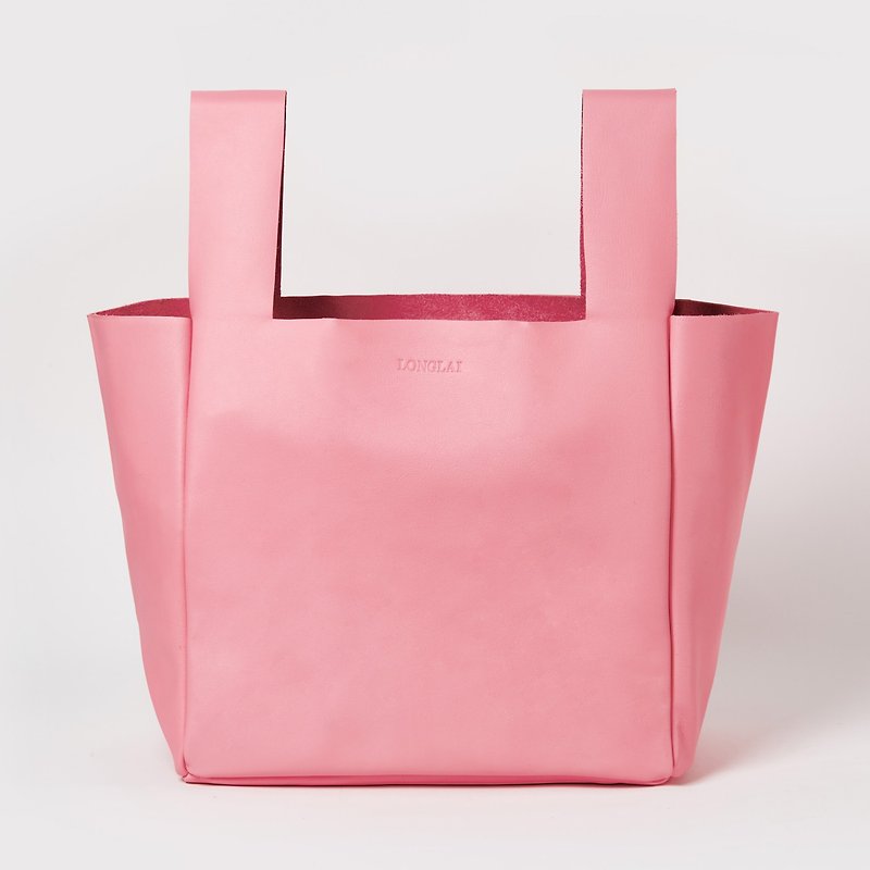 Genuine Leather Handbags & Totes Pink - LONGLAI JEKYLL & HYDE LARGE TOTE BAG BLUSH PINK