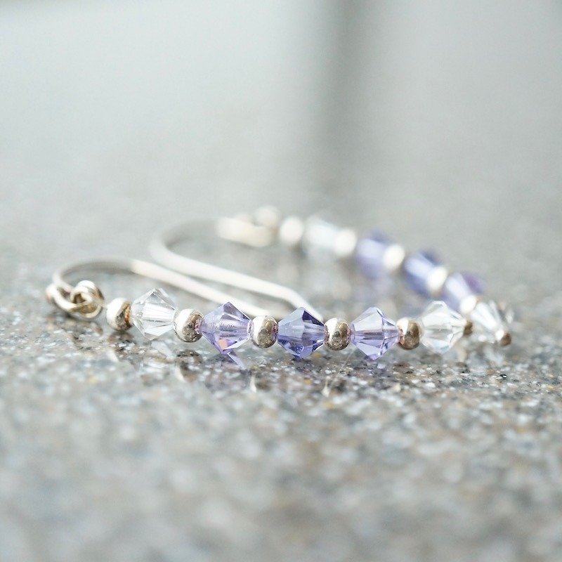 ITS: 237 [earrings series · purple gradient layer] 925 silver fine fine earrings earrings. With fine packaging. - ต่างหู - โลหะ สีเงิน