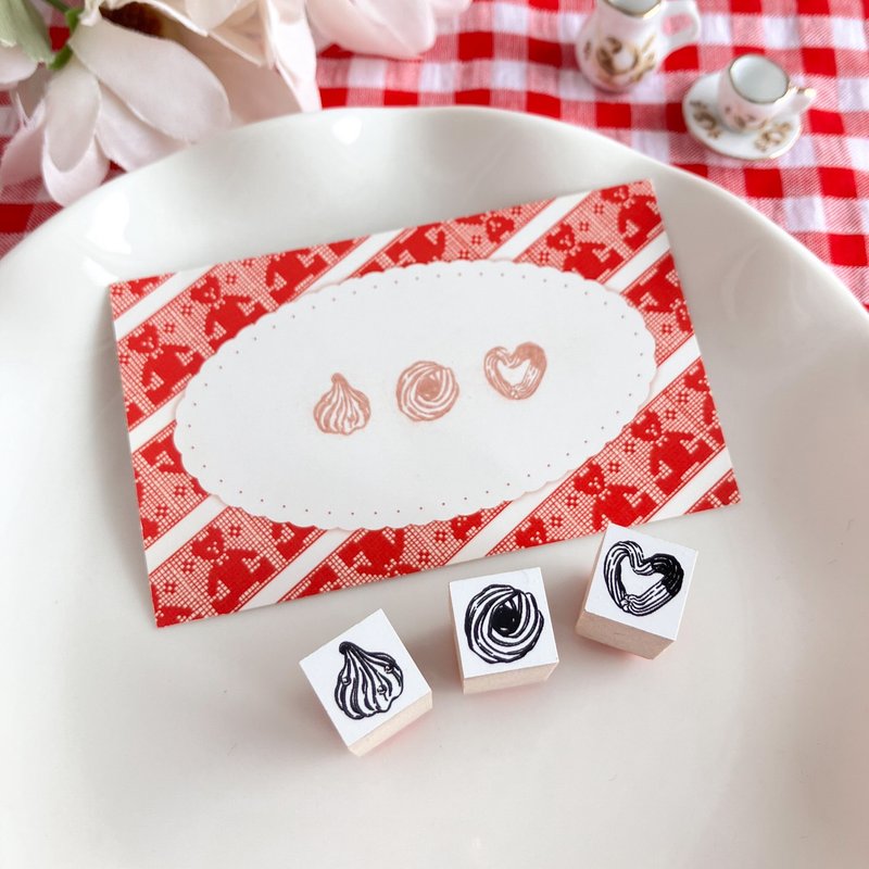 絞りだしクッキーのスタンプセット - 印章/印台 - 橡膠 咖啡色