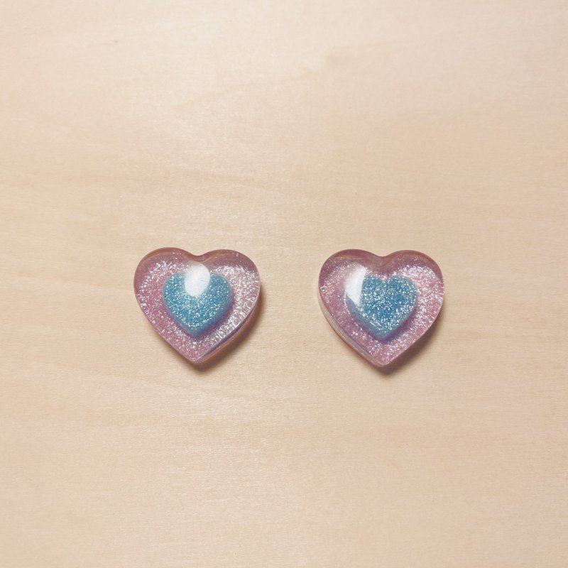 Resin Earrings & Clip-ons Purple - Vintage blue and purple candy love earrings