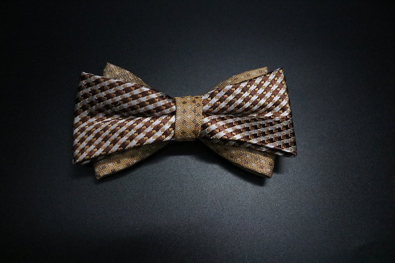 Silk Ties & Tie Clips Gold - Gold retro woven bow tie / fashion with Butterfly Wedding Dress
