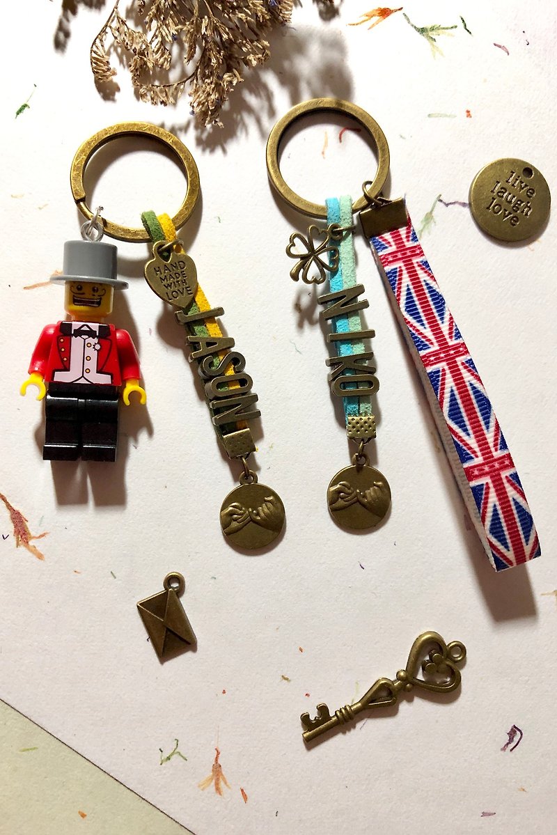 customize product - English Letter Bronze Charm / Key Ring - ที่ห้อยกุญแจ - ทองแดงทองเหลือง หลากหลายสี