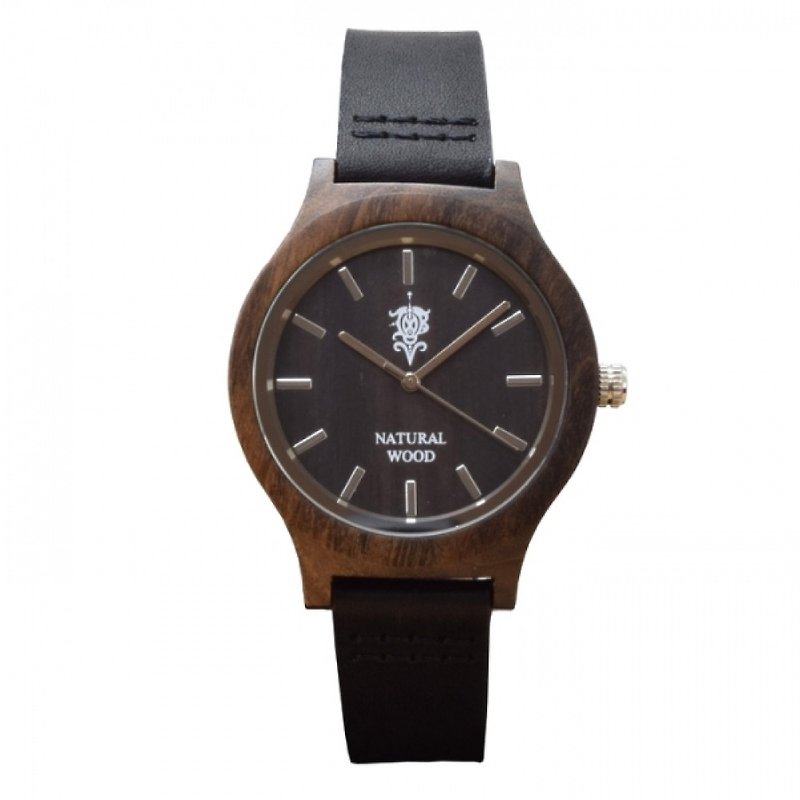 EINBAND Luft Sandalwood 36mm Wooden Watch LeatherBelt - นาฬิกาผู้ชาย - ไม้ สีนำ้ตาล