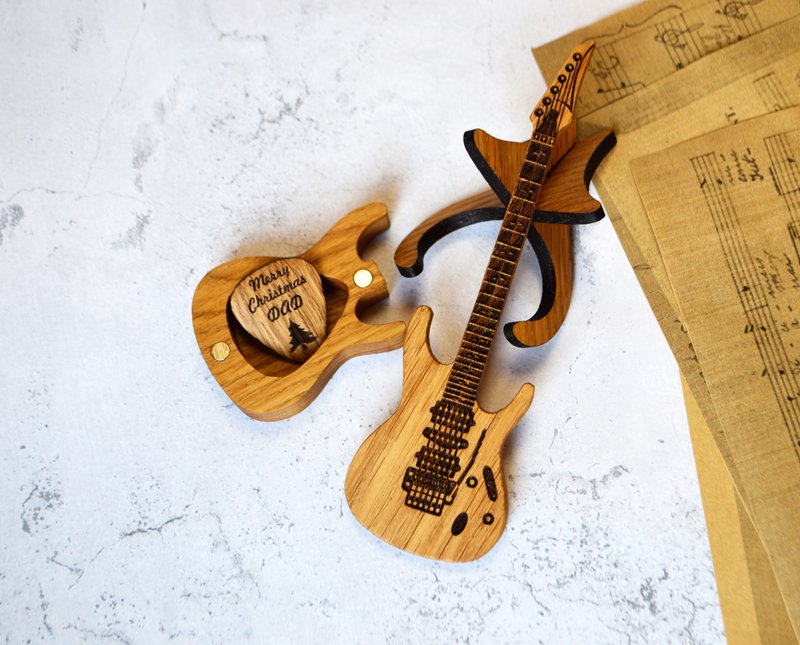 吉他撥片盒，吉他手個性化木製吉他撥片架 - 吉他配件 - 木頭 多色