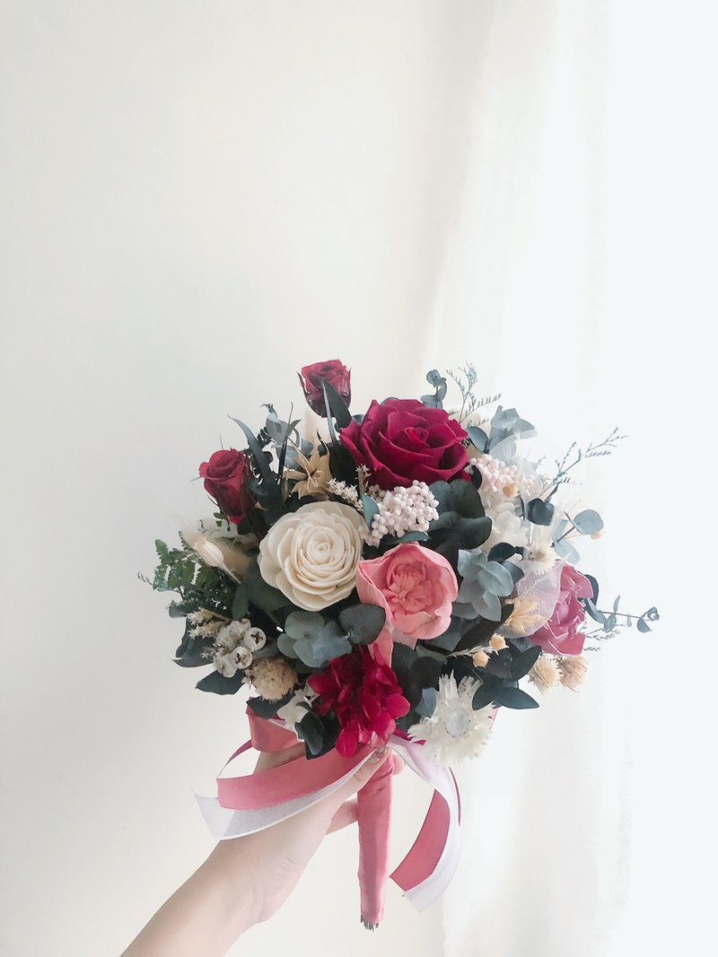 永生花 永生玫瑰花 乾燥花 新娘捧花 拍照花束 求婚花束 婚禮婚紗 - 乾燥花/永生花 - 植物．花 紅色