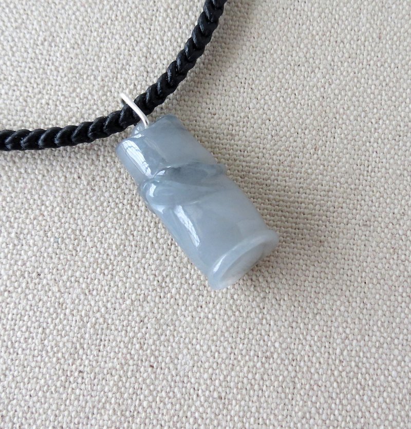 [High season] ice black chicken bamboo jade silk wax line necklace [eight shares] lucky, anti-small - Long Necklaces - Gemstone Black