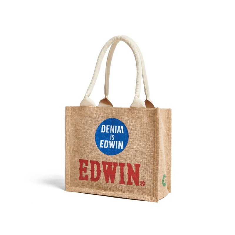 EDWIN linen shopping bag (medium) #bag - กระเป๋าถือ - ผ้าฝ้าย/ผ้าลินิน สีส้ม