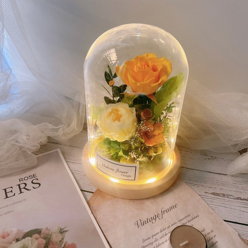 Glass cover for preserved flowers, customized engraving, customized gifts, dried flowers, preserved flowers - ช่อดอกไม้แห้ง - พืช/ดอกไม้ 