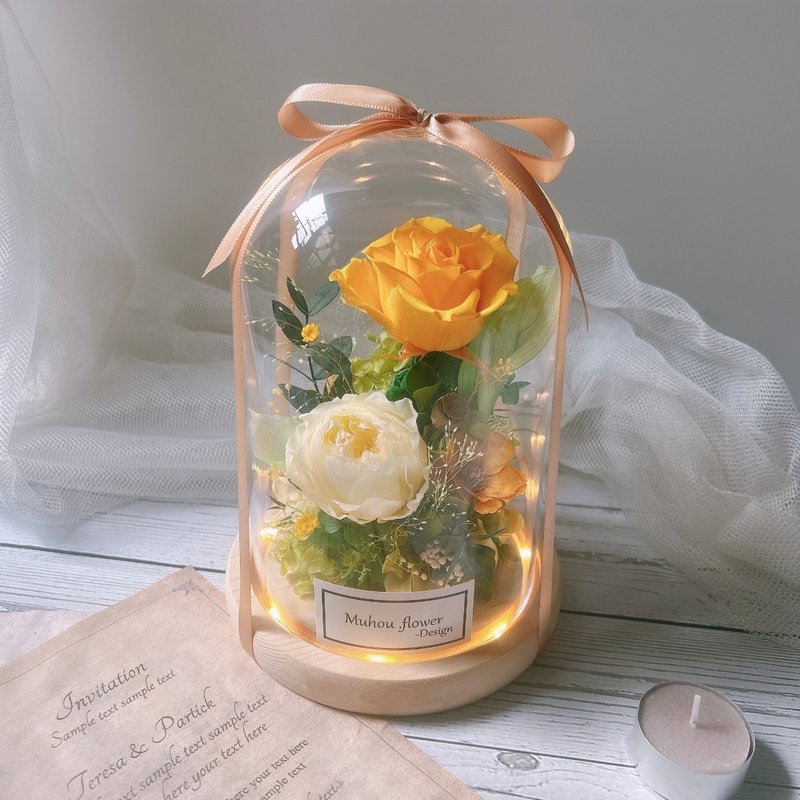 玻璃罩永生花 客製化刻字  客製化禮物 乾燥花 永生花 情人節禮盒 - 乾燥花/永生花 - 植物．花 